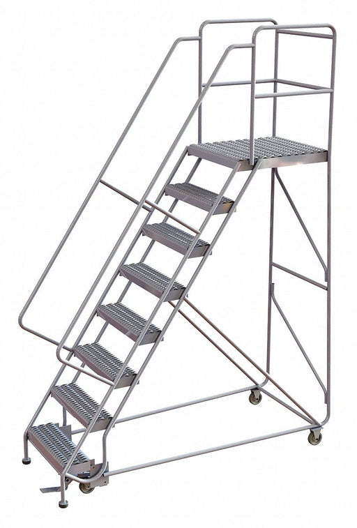 Rolling Ladder 8 Step Aluminum Serrated