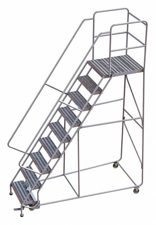 Rolling Ladder 9 Step Aluminum Ribbed