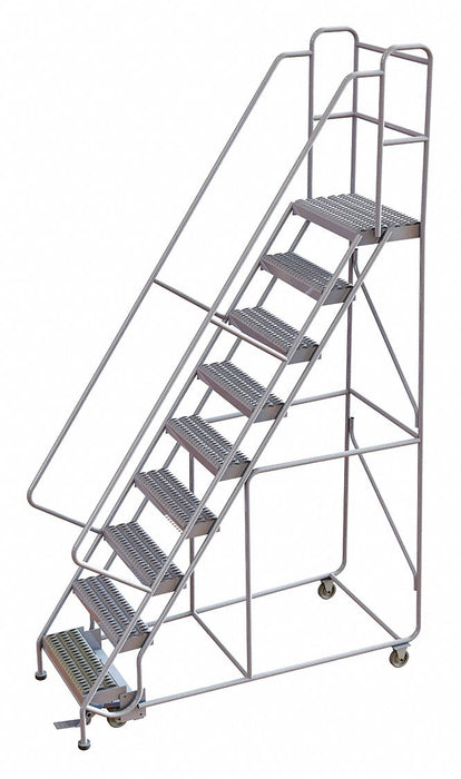 Rolling Ladder 9 Step Aluminum Serrated