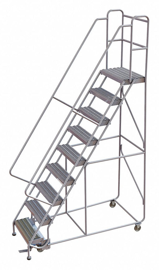 Rolling Ladder 9 Step Aluminum Serrated