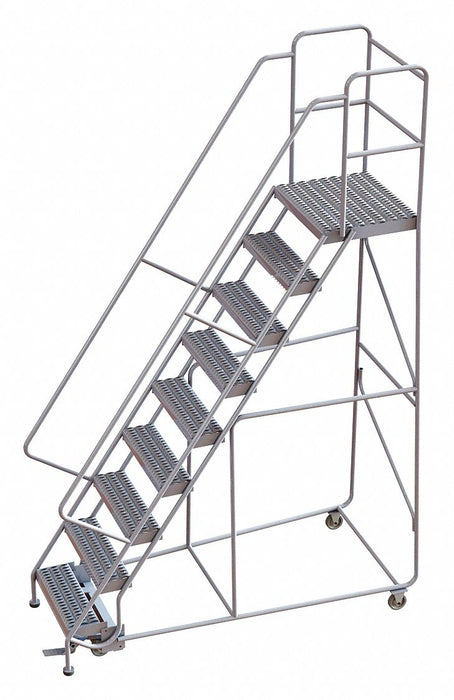 Rolling Ladder 9 Step Aluminum Serrated