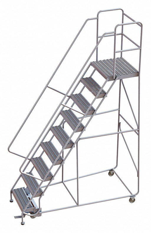 Rolling Ladder 9 Step Aluminum Serrated