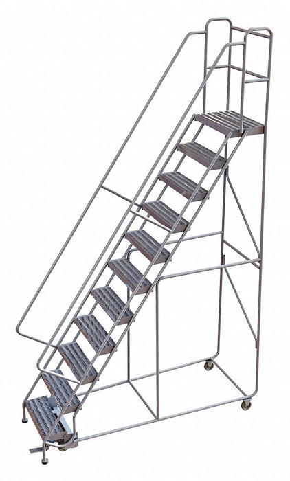 Rolling Ladder 11 Step Aluminum Ribbed