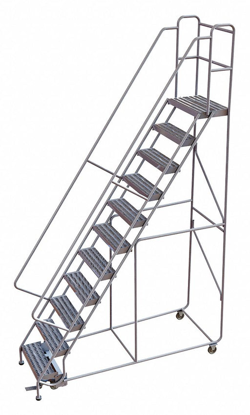 Rolling Ladder 11 Step Aluminum Ribbed