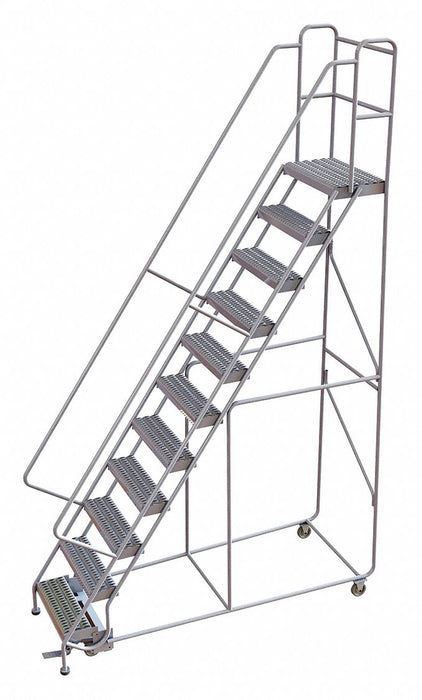 Rolling Ladder 11 Step Aluminum Serrated