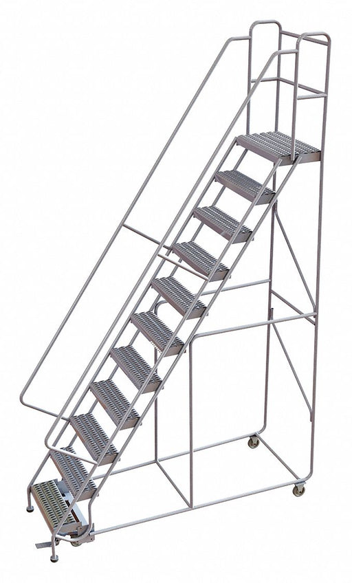 Rolling Ladder 11 Step Aluminum Serrated