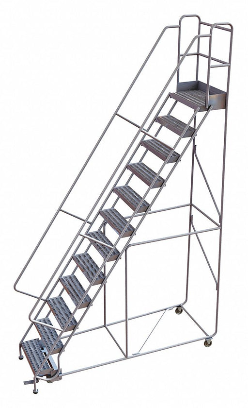 Rolling Ladder 12 Step Aluminum Ribbed
