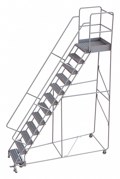Rolling Ladder 12 Step Aluminum Serrated