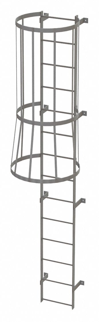 Fixed Ladder w/ Safety Cage Steel 13 ft.