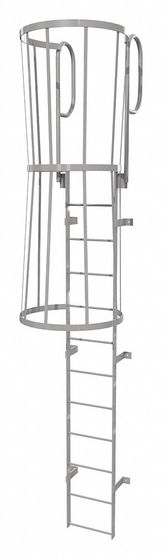 Fixed Ladder w/ Safety Cage Steel 11 ft.