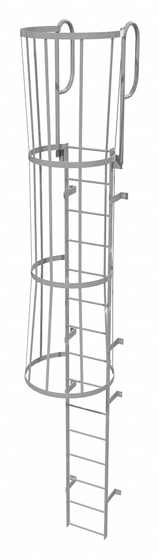 Fixed Ladder w/ Safety Cage Steel 14 ft.