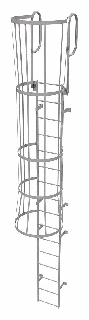Fixed Ladder w/ Safety Cage Steel 15 ft.
