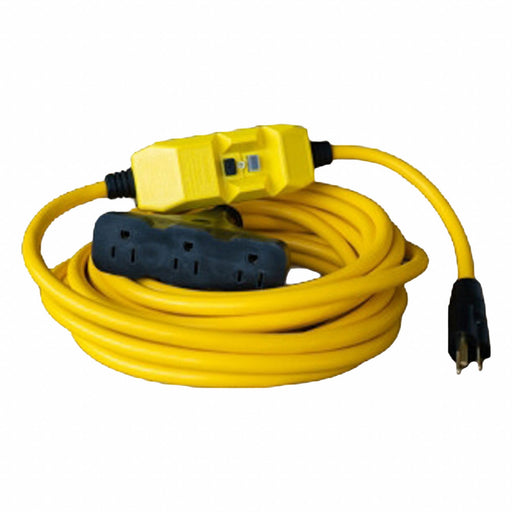 GFCI Yellow 25 ft 3 Outlet 12 AWG