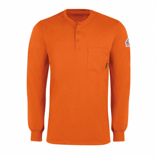 D1302 FR Lng Sleeve Henley Shirt Orng M Button