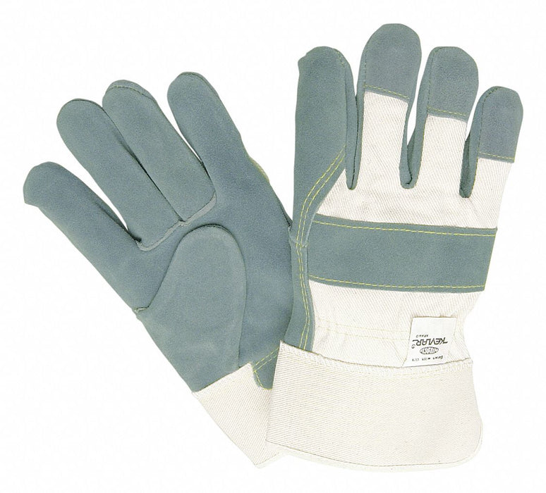 Leather Palm White Fabric Sewn W L PK12