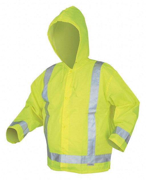 Rain Jacket w/Hood Hi-Vis Yellow/Grn 2XL