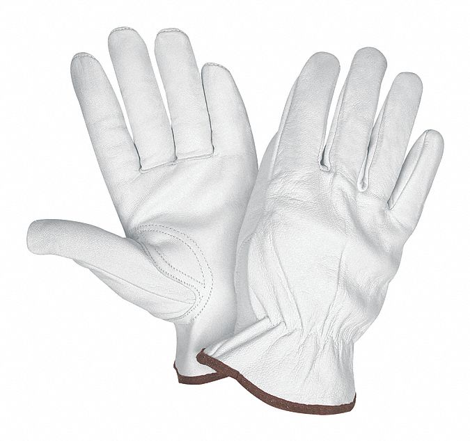J3549 Leather Gloves White L PK12