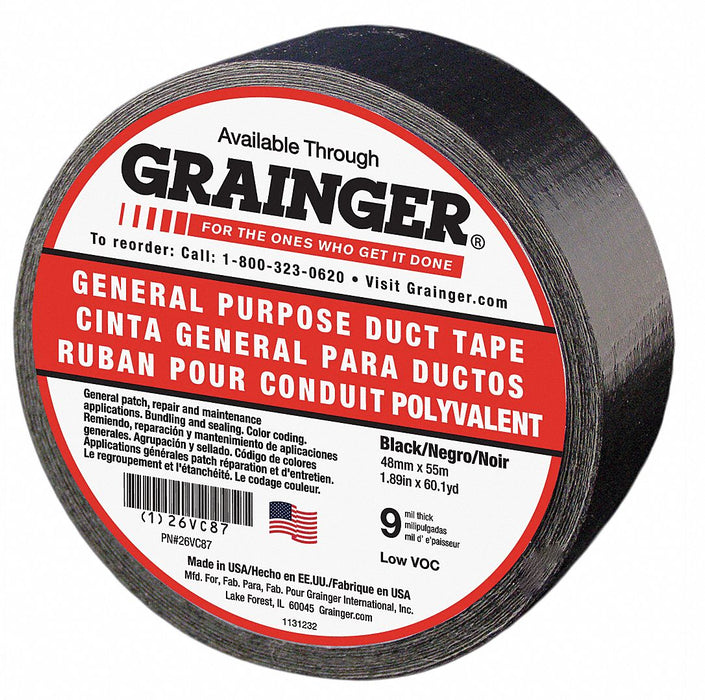 Duct Tape Black 1 7/8 in x 60 yd 9 mil