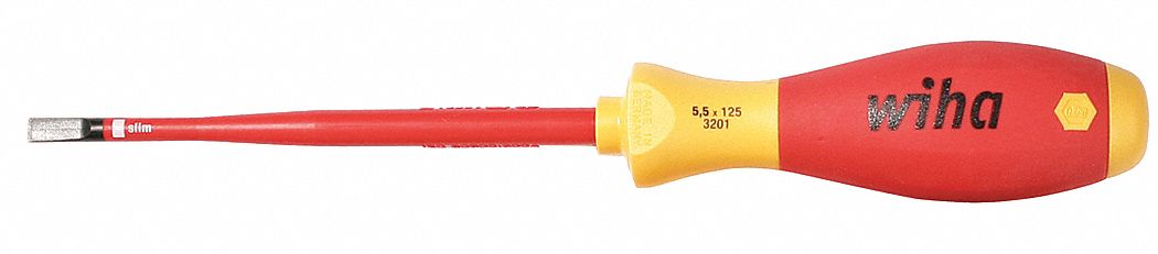 InsulScrDrv Slotted 7/32in Red Round
