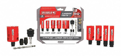Hole Saw Set 9pcs Sizes 1 -2 