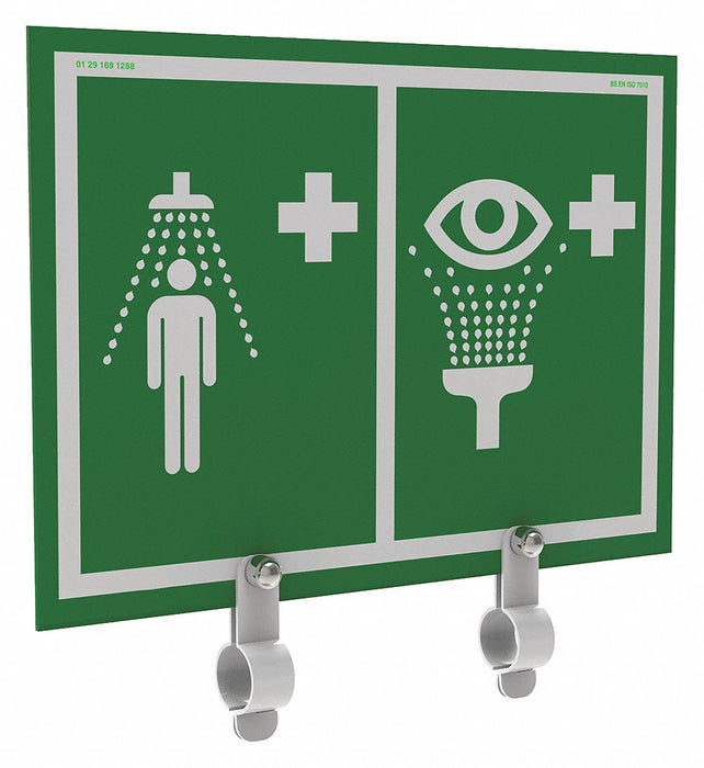 Shower and Eyewash Sign w Brcket 12x10in