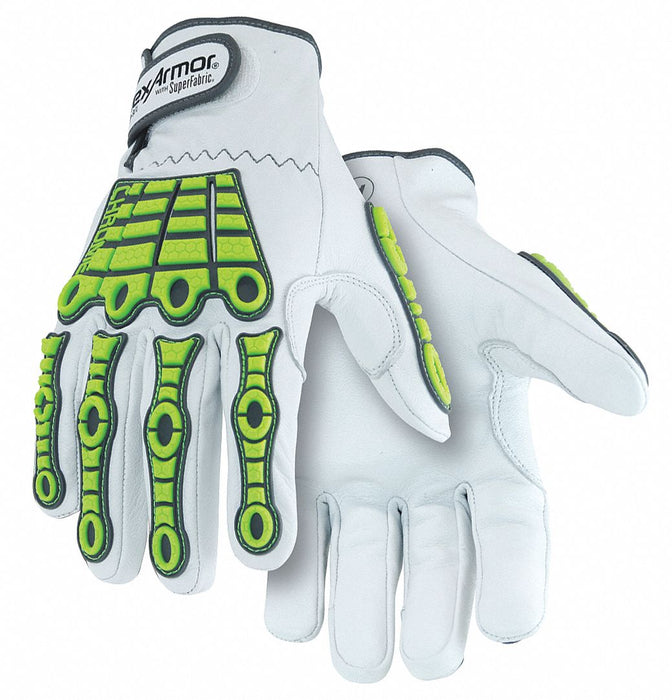 J7507 Leather Glvs Hi-Vis Ylw White XS PR