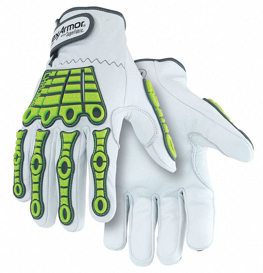 J7507 Leather Glvs Hi-Vis Ylw White 2XL PR