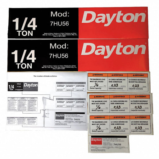 Jib Crane Label Kit For Use With 7HU56