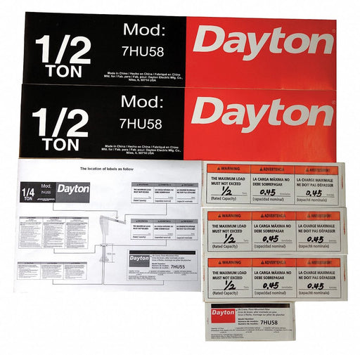 Jib Crane Label Kit For Use With 7HU58