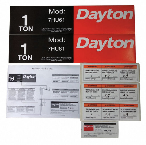 Jib Crane Label Kit For Use With 7HU61