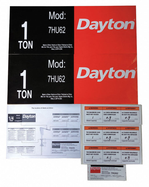 Jib Crane Label Kit For Use With 7HU62
