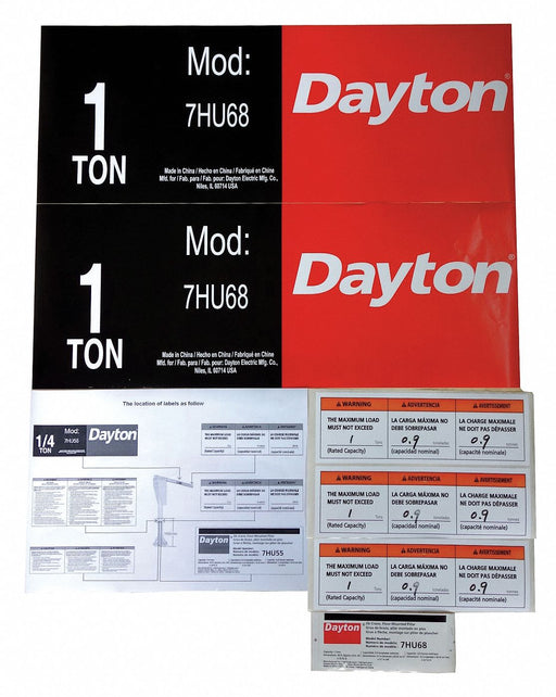 Jib Crane Label Kit For Use With 7HU68