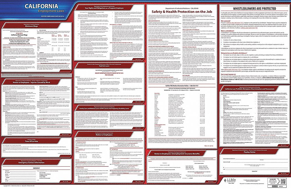 Labor Law Poster State Labor Law CA