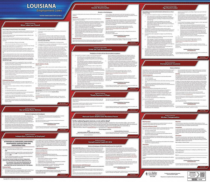Labor Law Poster State Labor Law LA