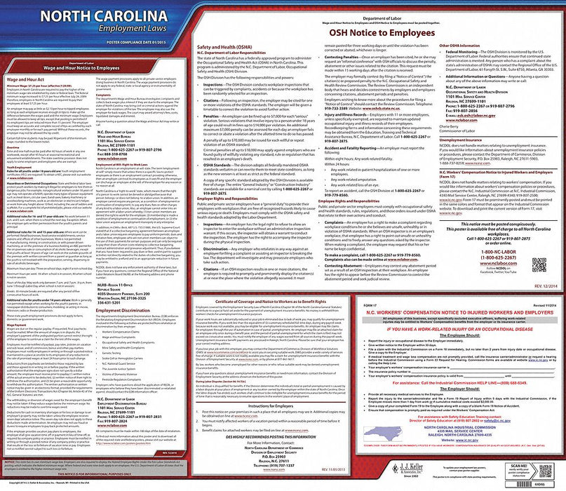 Labor Law Poster State Labor Law NC