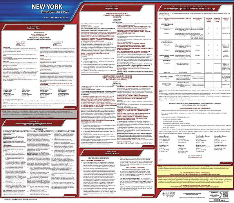 Labor Law Poster State Labor Law NY