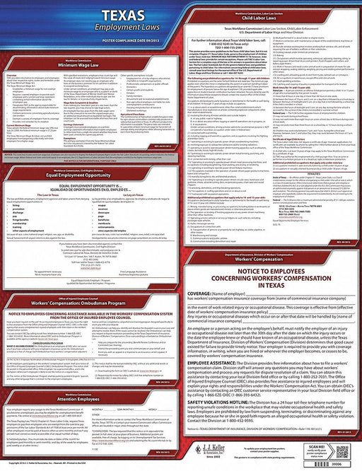 Labor Law Poster State with WC TX