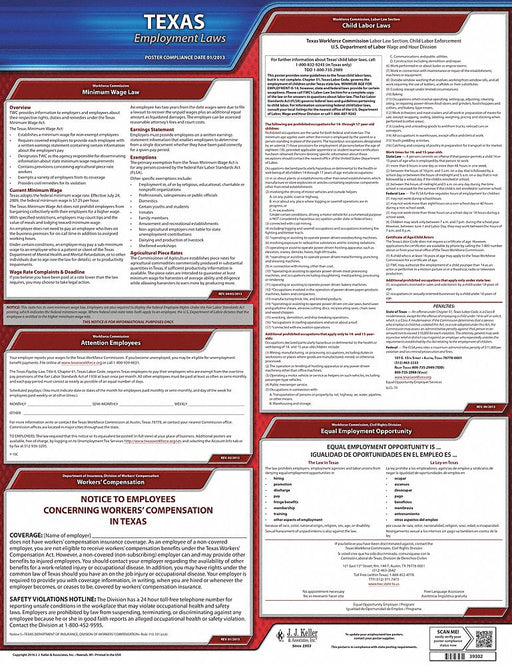 Labor Law Poster State No WC TX