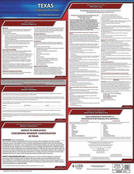 Labor Law Poster State No WC TX
