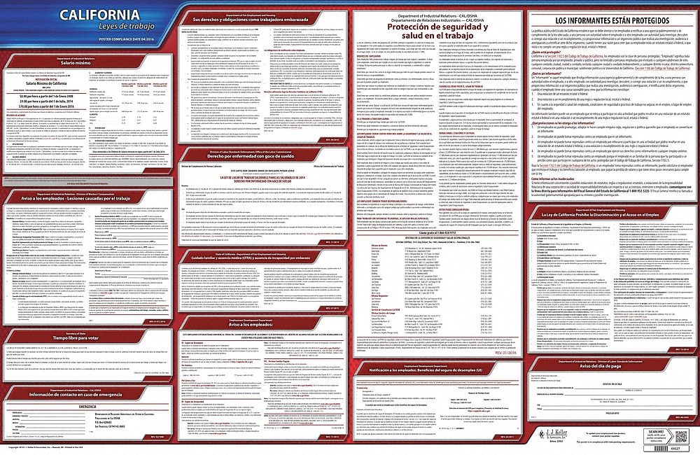 Labor Law Poster State Labor Law CA