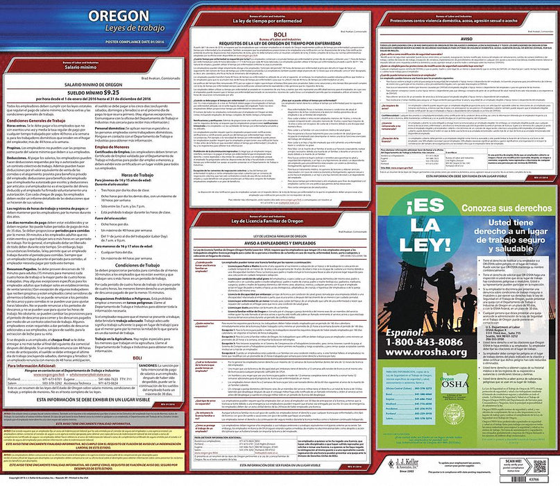 Labor Law Poster State Labor Law OR
