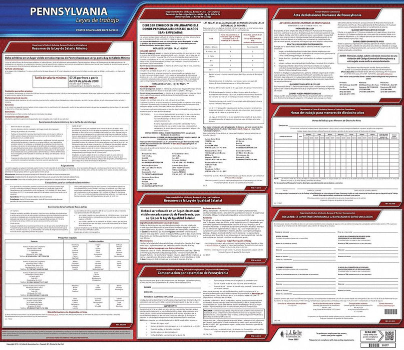 Labor Law Poster State Labor Law PA