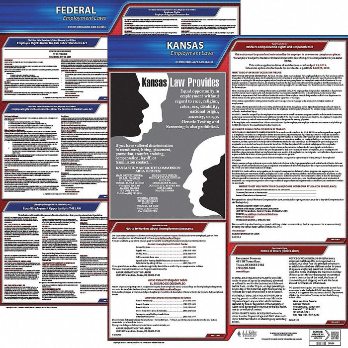 Labor Law Poster Kit KS English 19 in W