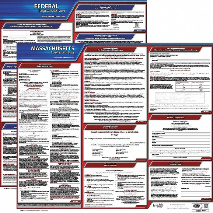 Labor Law Poster Kit MA English 27 in W