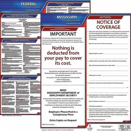 LaborLaw Poster Fed/STA MS ENG 20inH 1yr