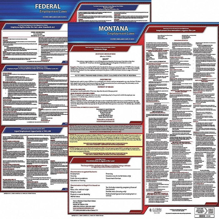 LaborLaw Poster Fed/STA MT ENG 20inH 1yr
