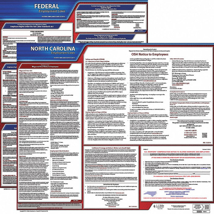 LaborLaw Poster Fed/STA NC ENG 20inH 1yr