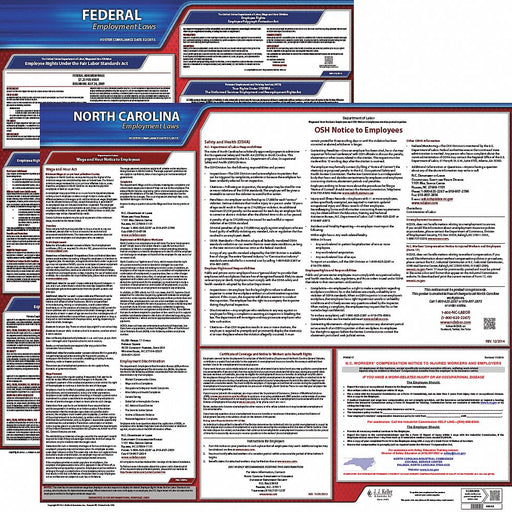 Labor Law Poster Kit NC English 19 in W