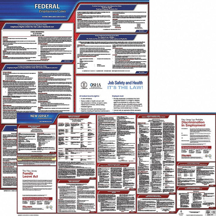 LaborLaw Poster Fed/STA NJ ENG 20inH 3yr