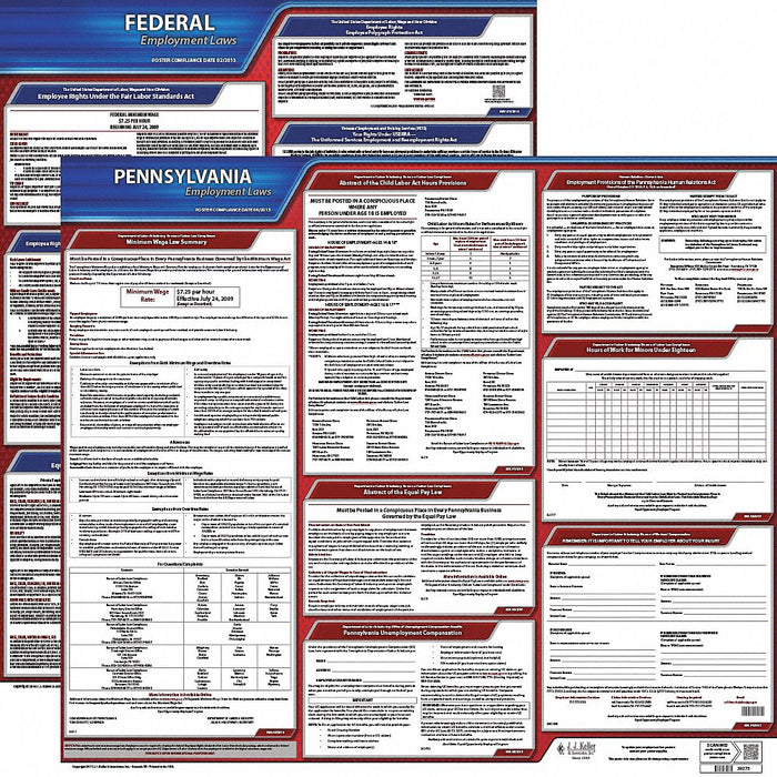 Labor Law Poster Kit PA English 27 in W